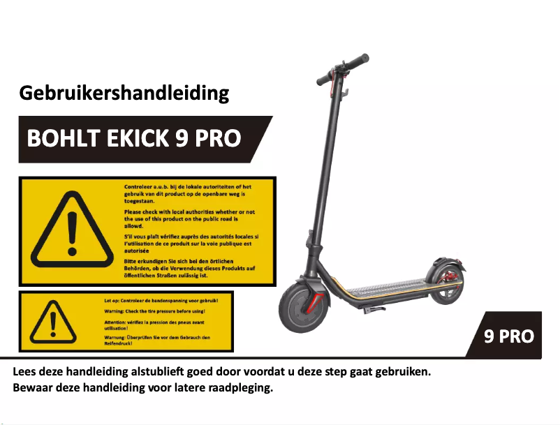 Image de la première page du manuel de l'appareil eKick 9 Pro