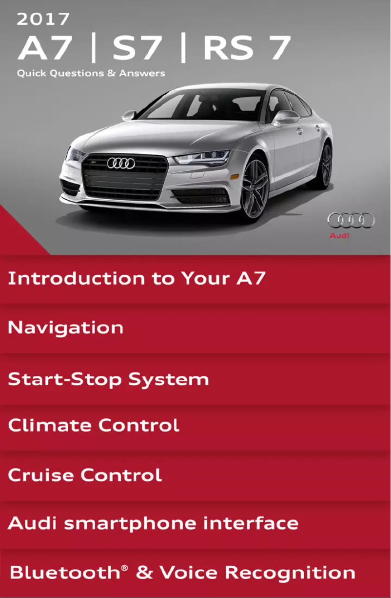 Page 1 de la notice Manuel utilisateur Audi A7 (2017)
