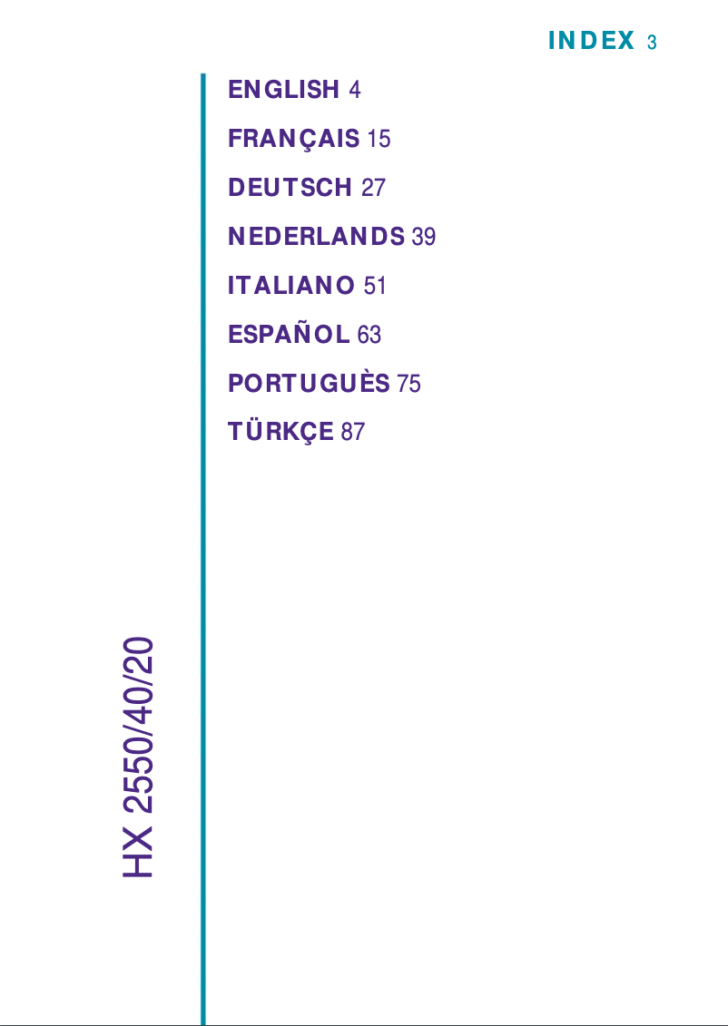 Image de la première page du manuel de l'appareil Sonicare SensiFlex HX2520