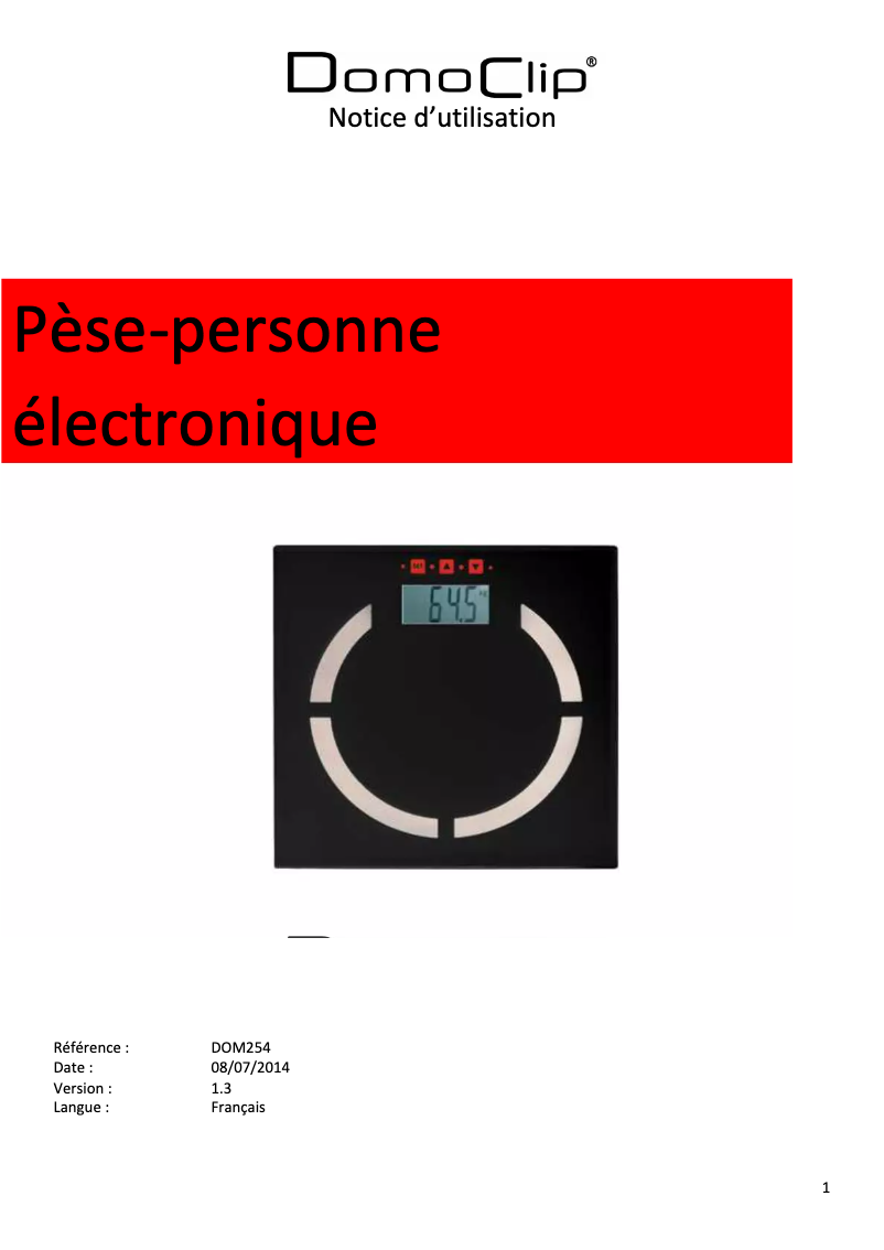 Página 1 del manual Manual de usuario Domoclip DOM254
