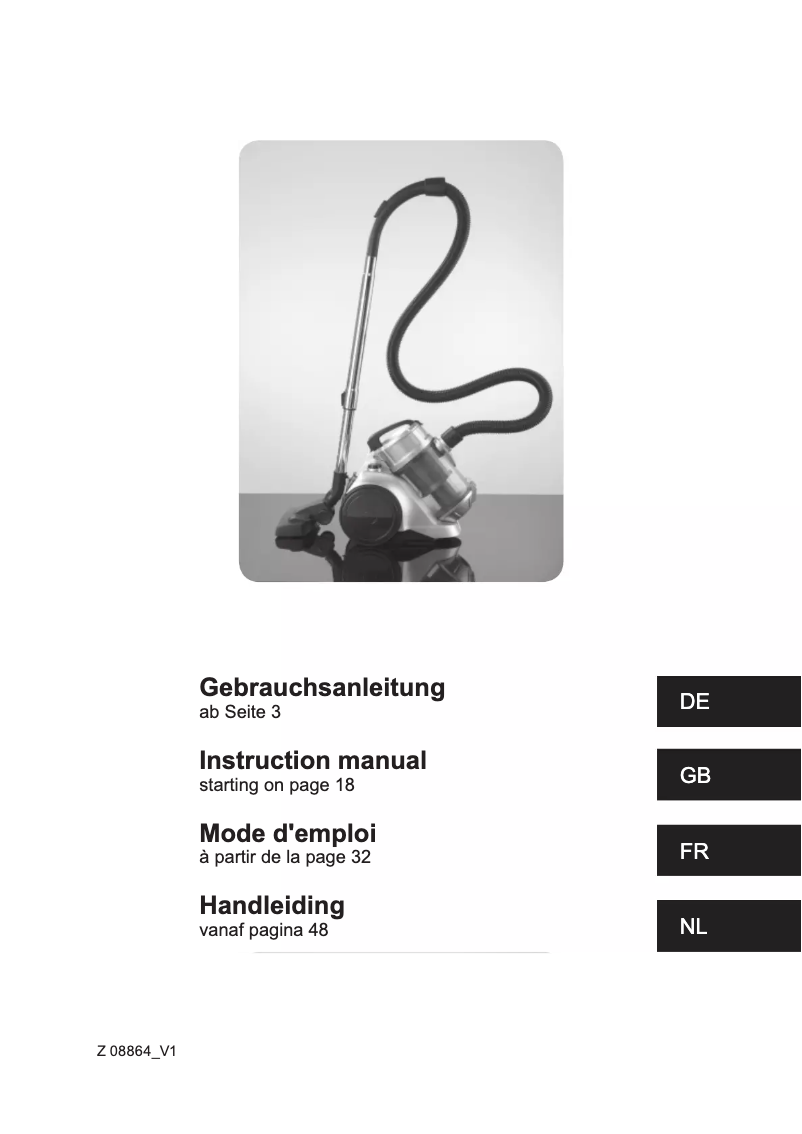 Page n°1 - Manuel utilisateur Cleanmaxx Z 08864
