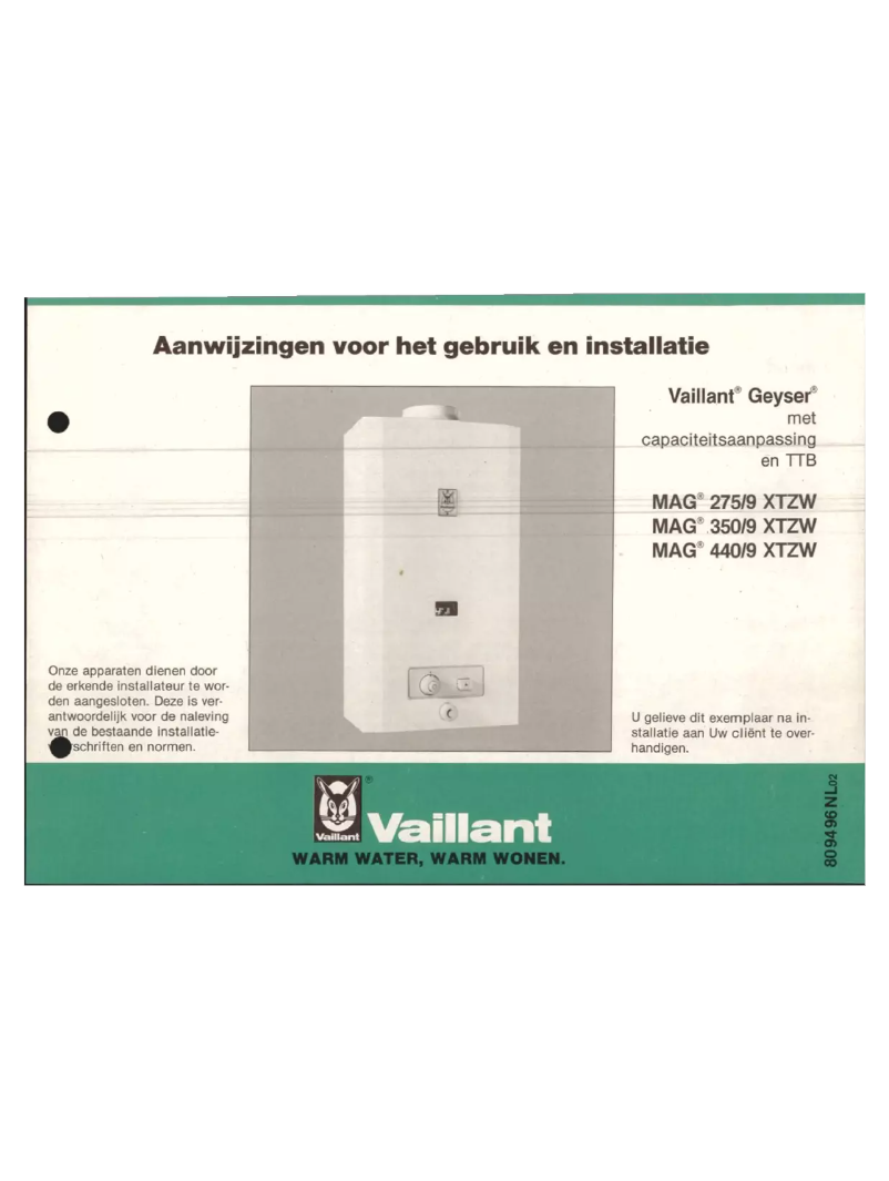 Page 1 de la notice Manuel utilisateur Vaillant MAG 350/9 XTZW
