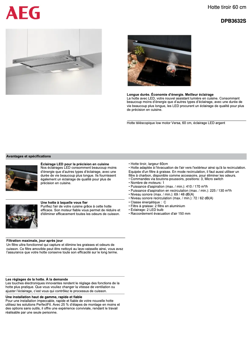 Page n°1 - Fiche technique AEG DPB3632S