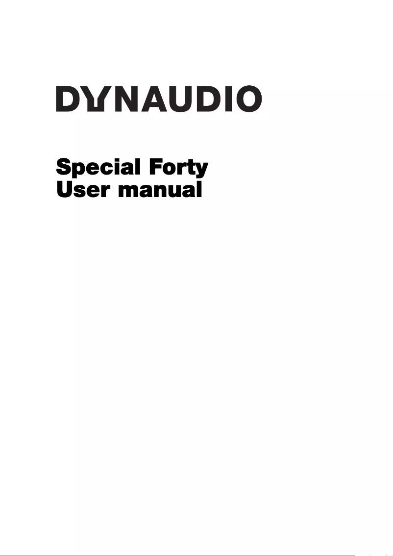 Page n°1 - Manuel utilisateur Dynaudio Special Forty
