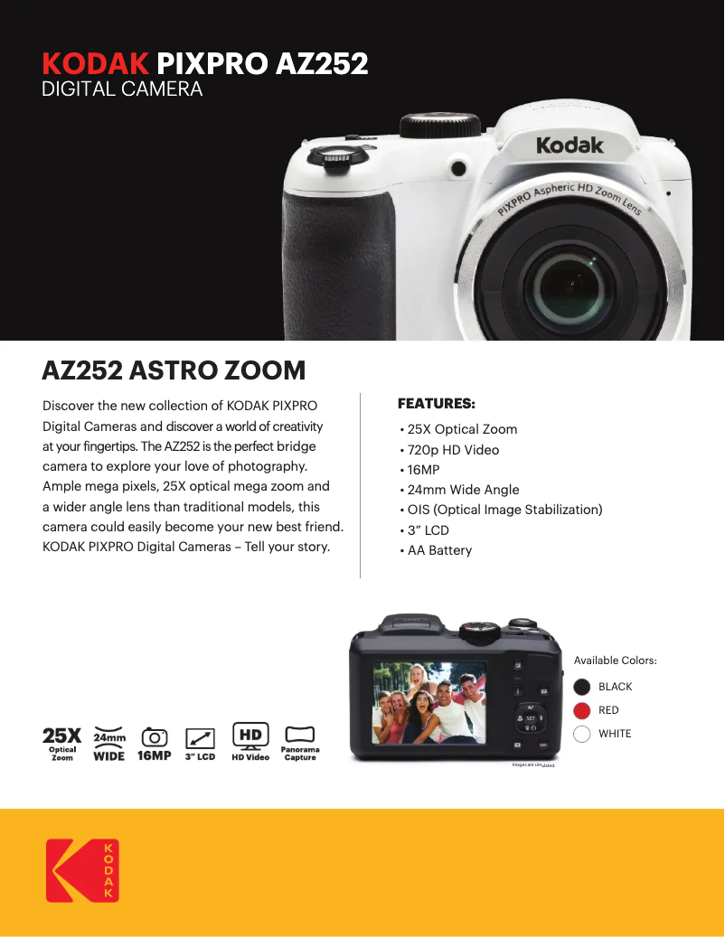 Page n°1 - Fiche technique Kodak PixPro AZ252