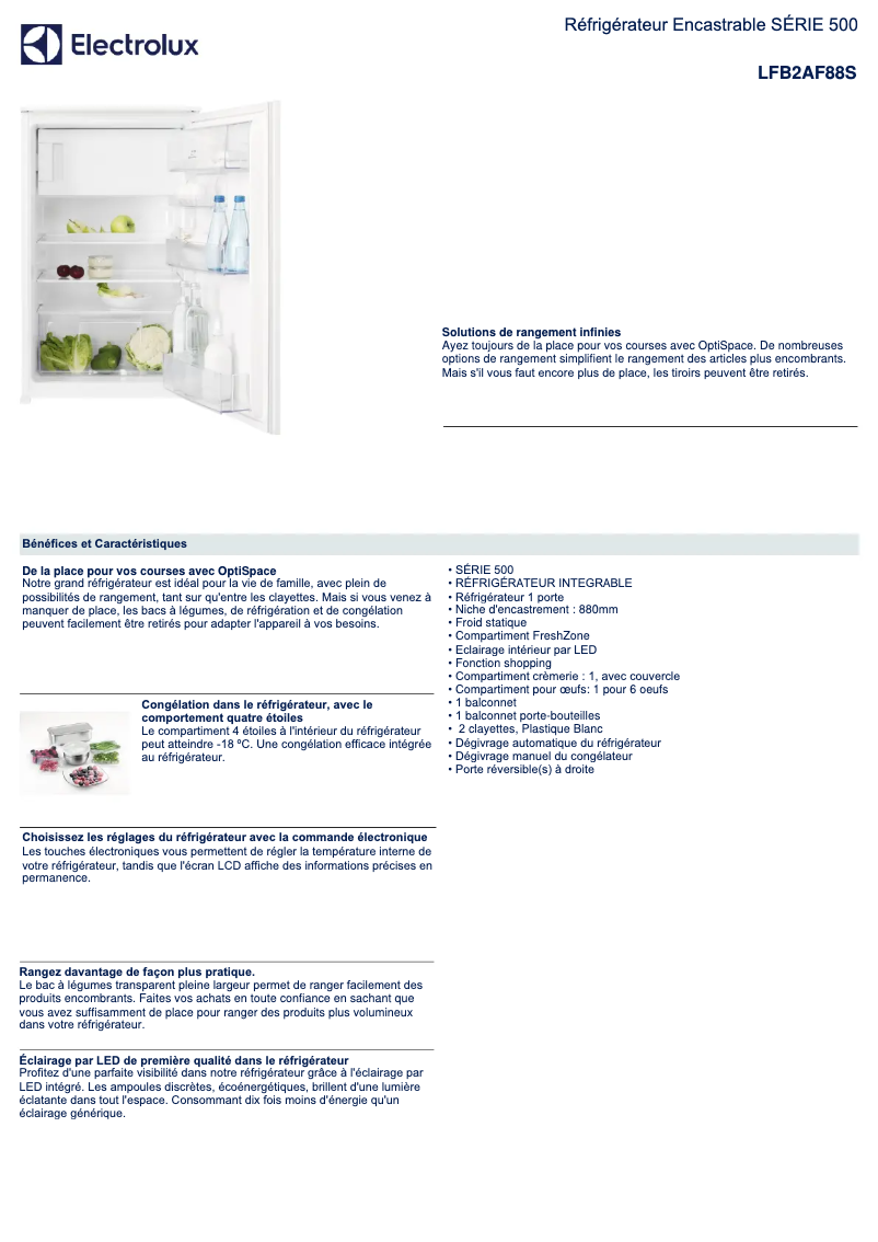 Page n°1 - Fiche technique Electrolux LFB2AF88S