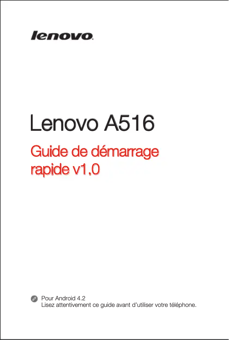 Page 1 de la notice Manuel utilisateur Lenovo A516