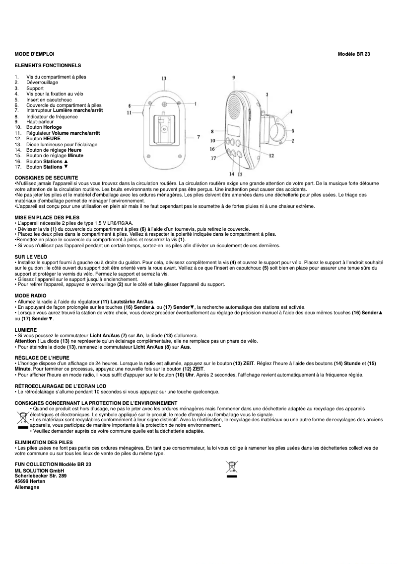 Page 1 de la notice Manuel utilisateur SECURITY plus BR23