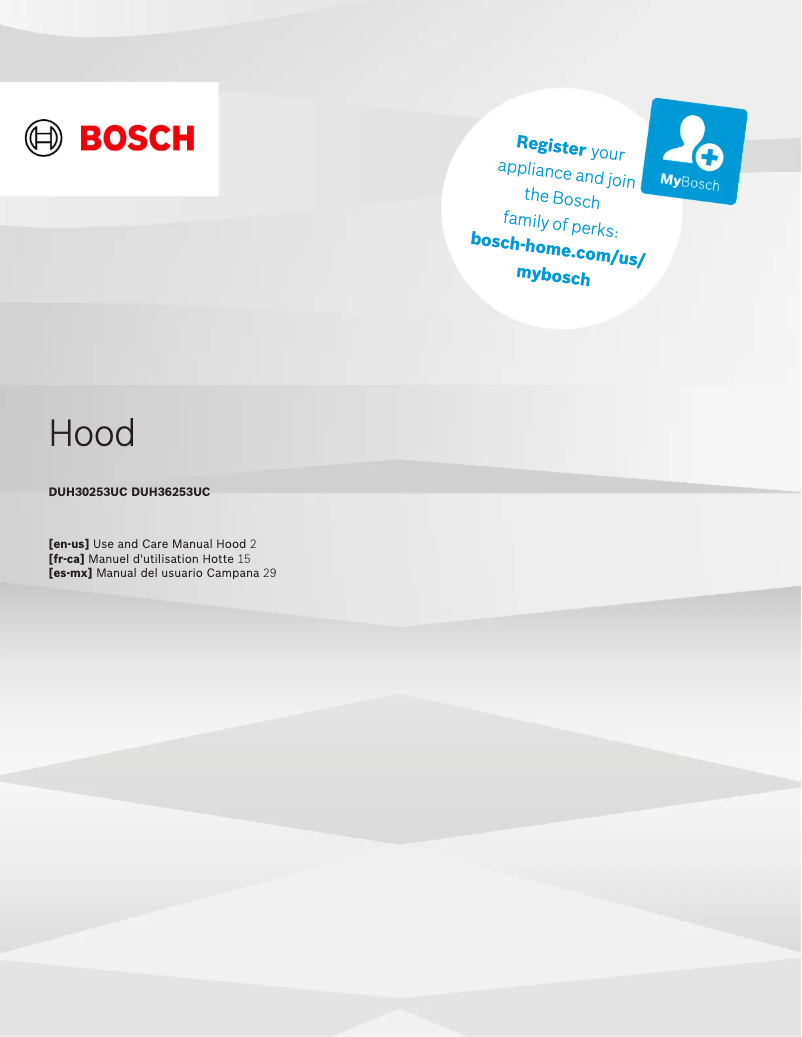 Page n°1 - Manuel d'utilisation et d'entretien Bosch DUH36253UC