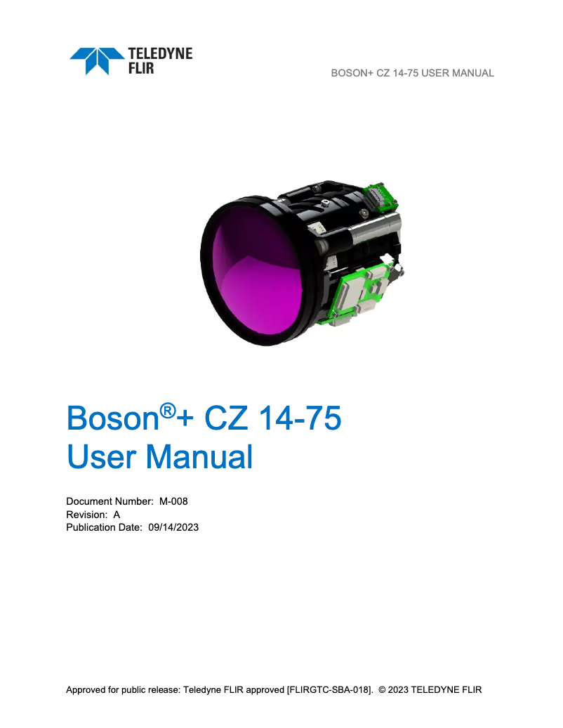 Page 1 de la notice Manuel utilisateur FLIR Boson+ CZ 14-75