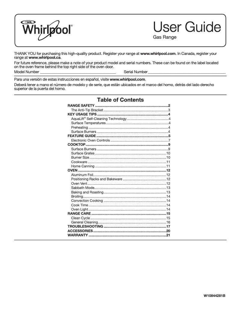 Page 1 de la notice Mode d'emploi Whirlpool WEG730H0DW