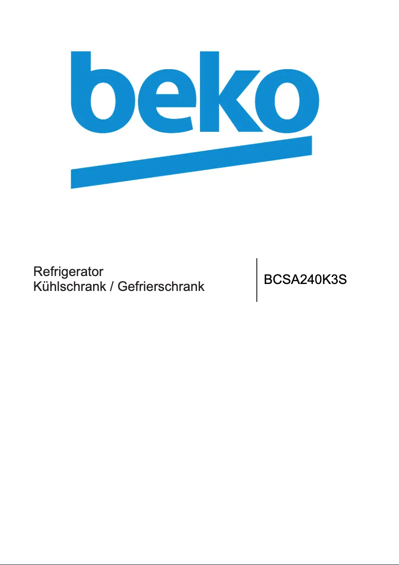 Page n°1 - Manuel utilisateur Beko BCSA240K3S