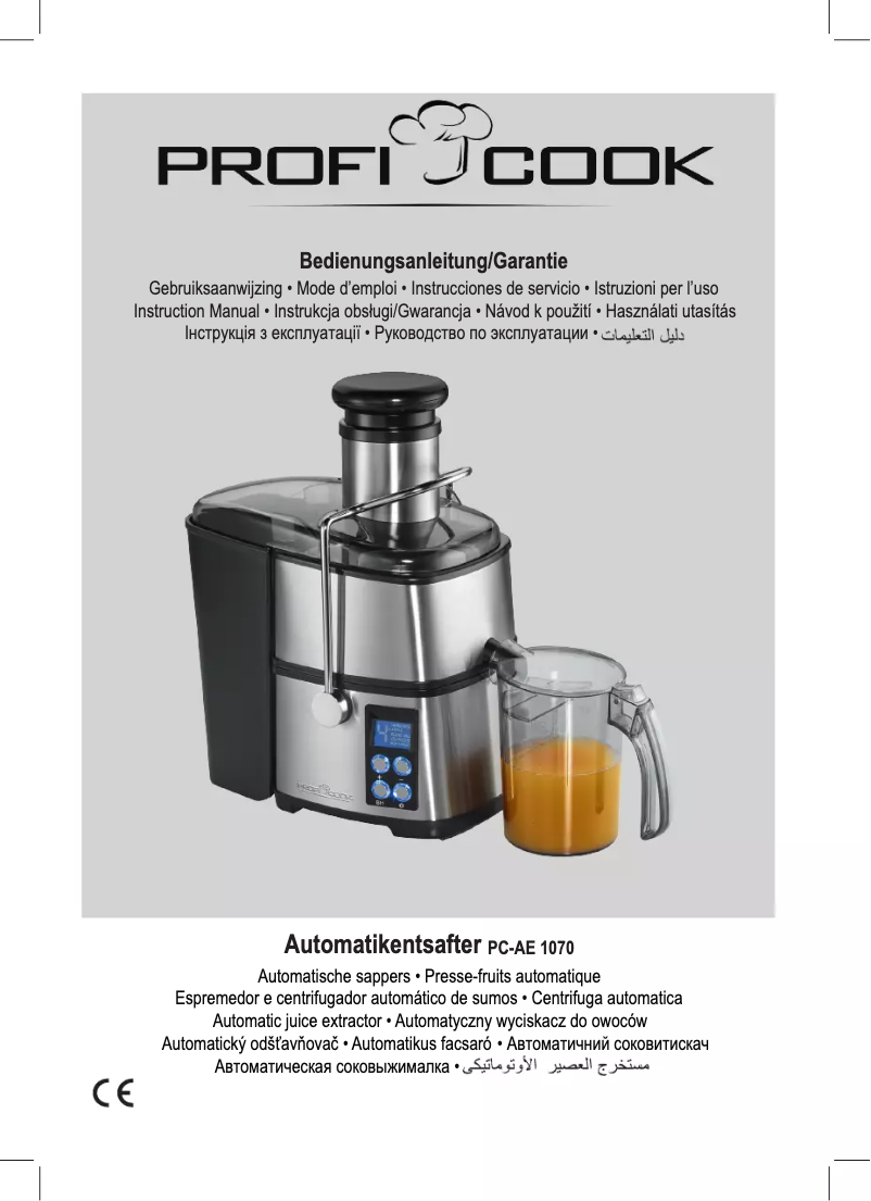 Page n°1 - Manuel utilisateur ProfiCook PC AE 1070