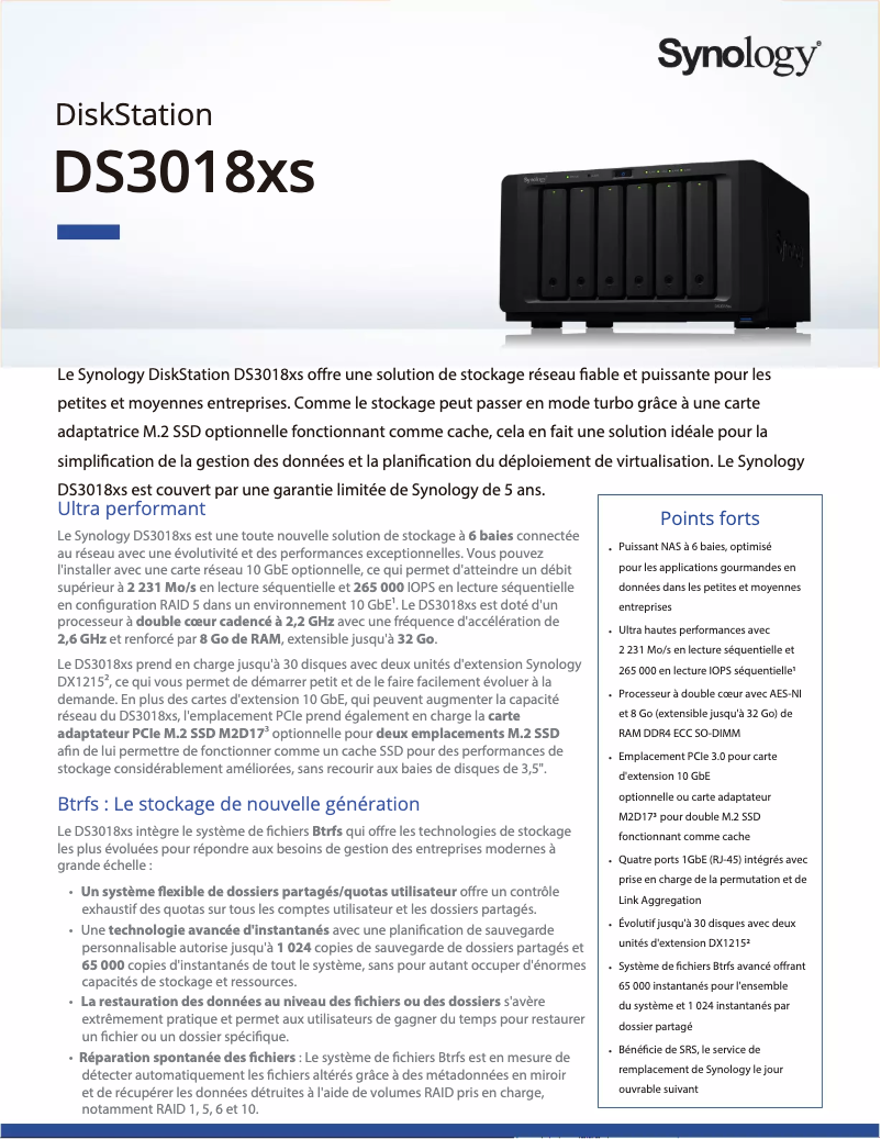 Image de la première page du manuel de l'appareil DiskStation DS3018xs