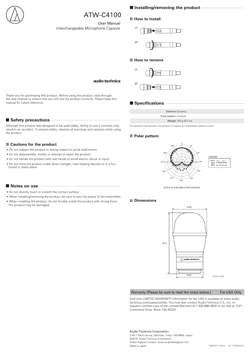 Página 1 del manual Manual de instrucciones Audio-Technica ATW-C4100