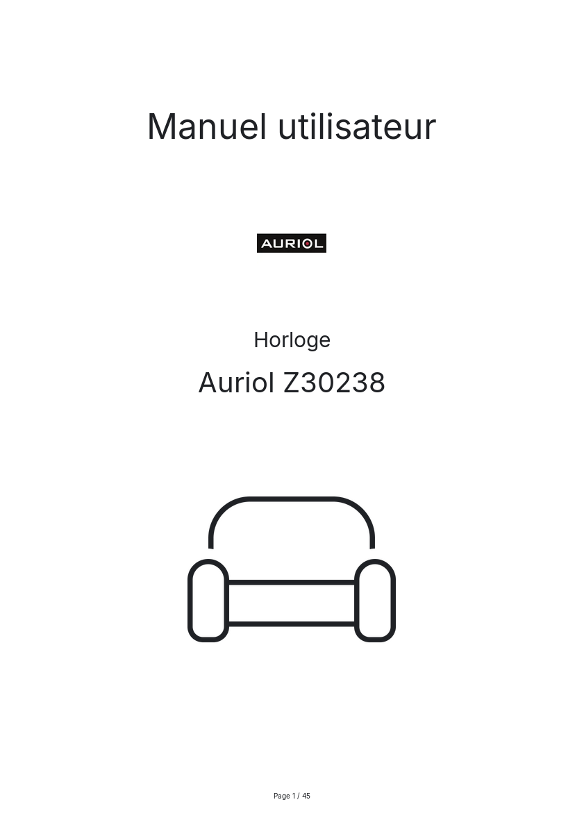 Page n°1 - Manuel utilisateur Auriol Z30238