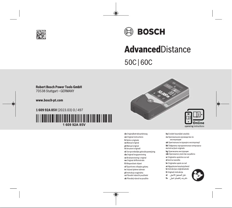 Page 1 de la notice Manuel utilisateur Bosch AdvancedDistance 50C