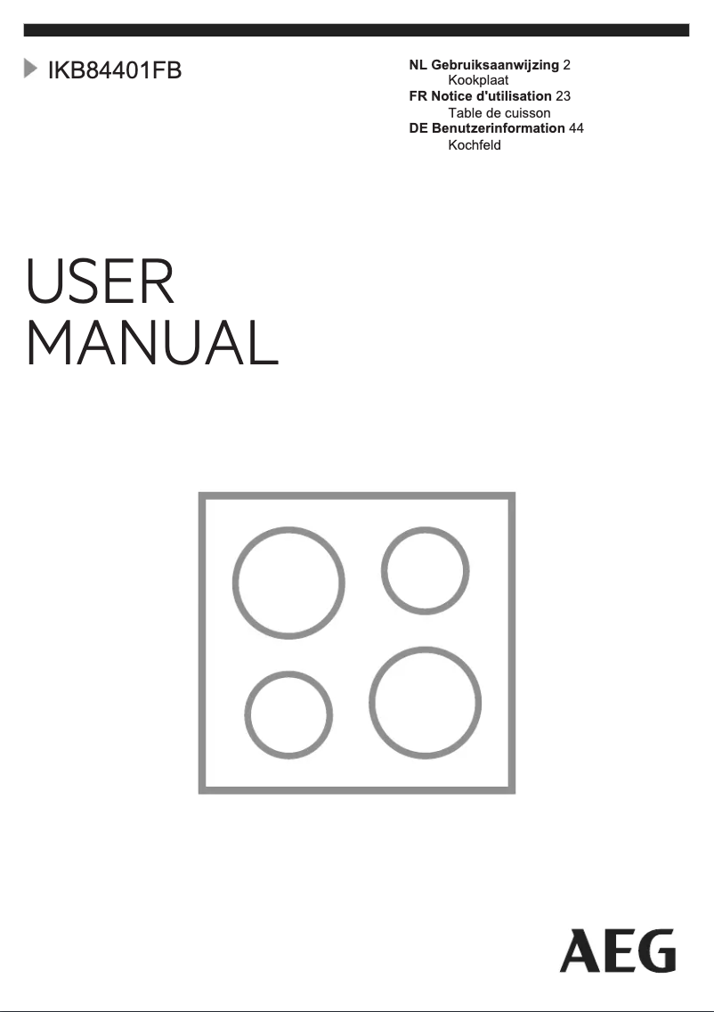 Page n°1 - Manuel utilisateur AEG IKB84401FB