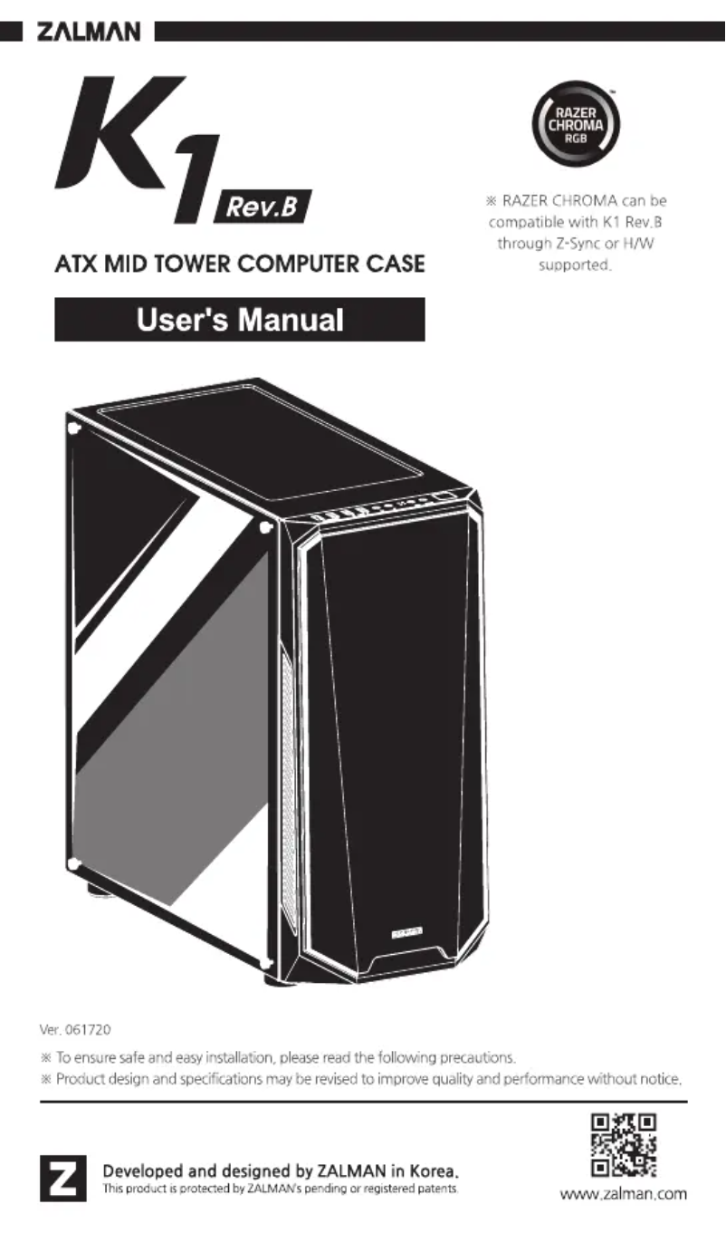 Page 1 de la notice Manuel utilisateur Zalman K1 Rev.B