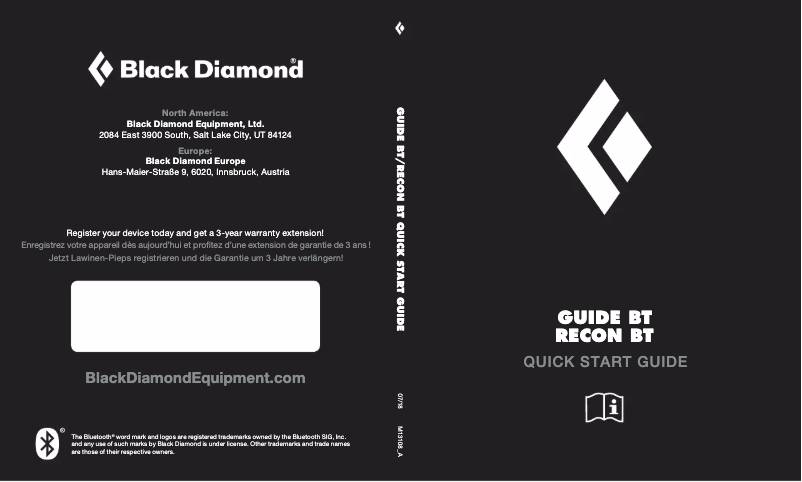 Page 1 de la notice Manuel utilisateur Black Diamond Guide BT