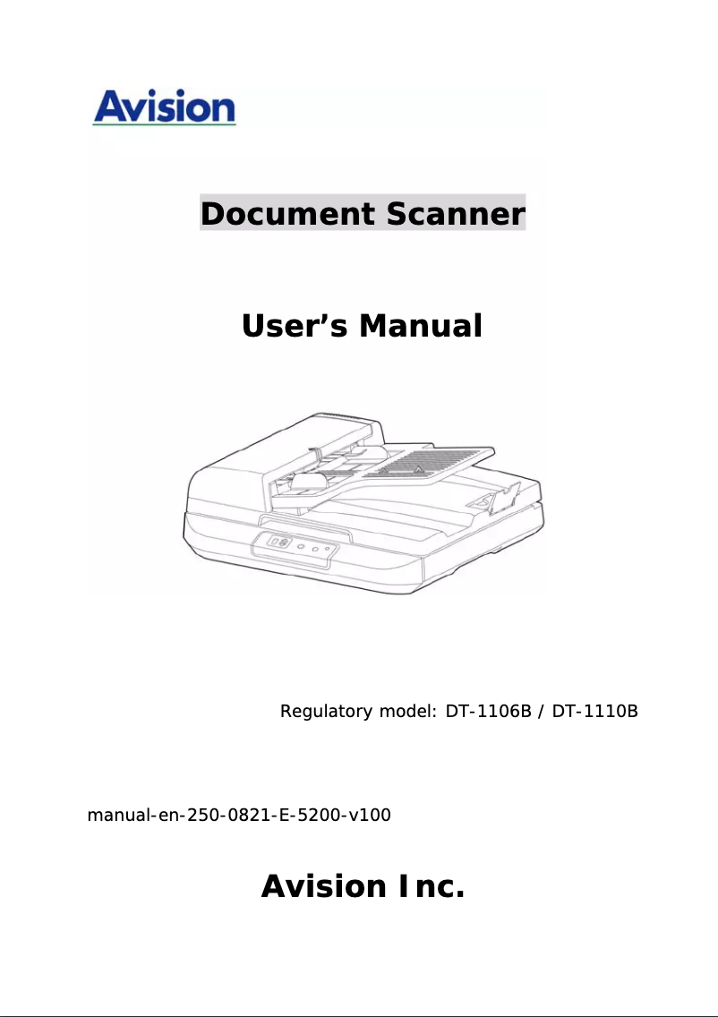 Page n°1 - Manuel utilisateur Avision DT-1106B