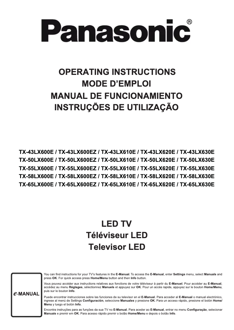 Page 1 de la notice Manuel utilisateur Panasonic Viera TX-65LX610E