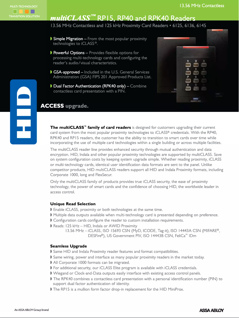 Página 1 del manual Manual de usuario HID Identity multiCLASS RPK40