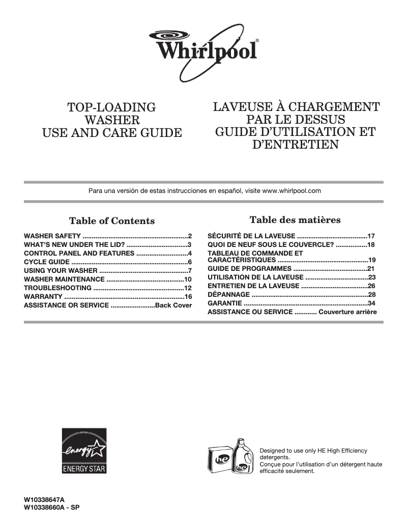 Página 1 del manual Manual de usuario Whirlpool WTW4850XQ