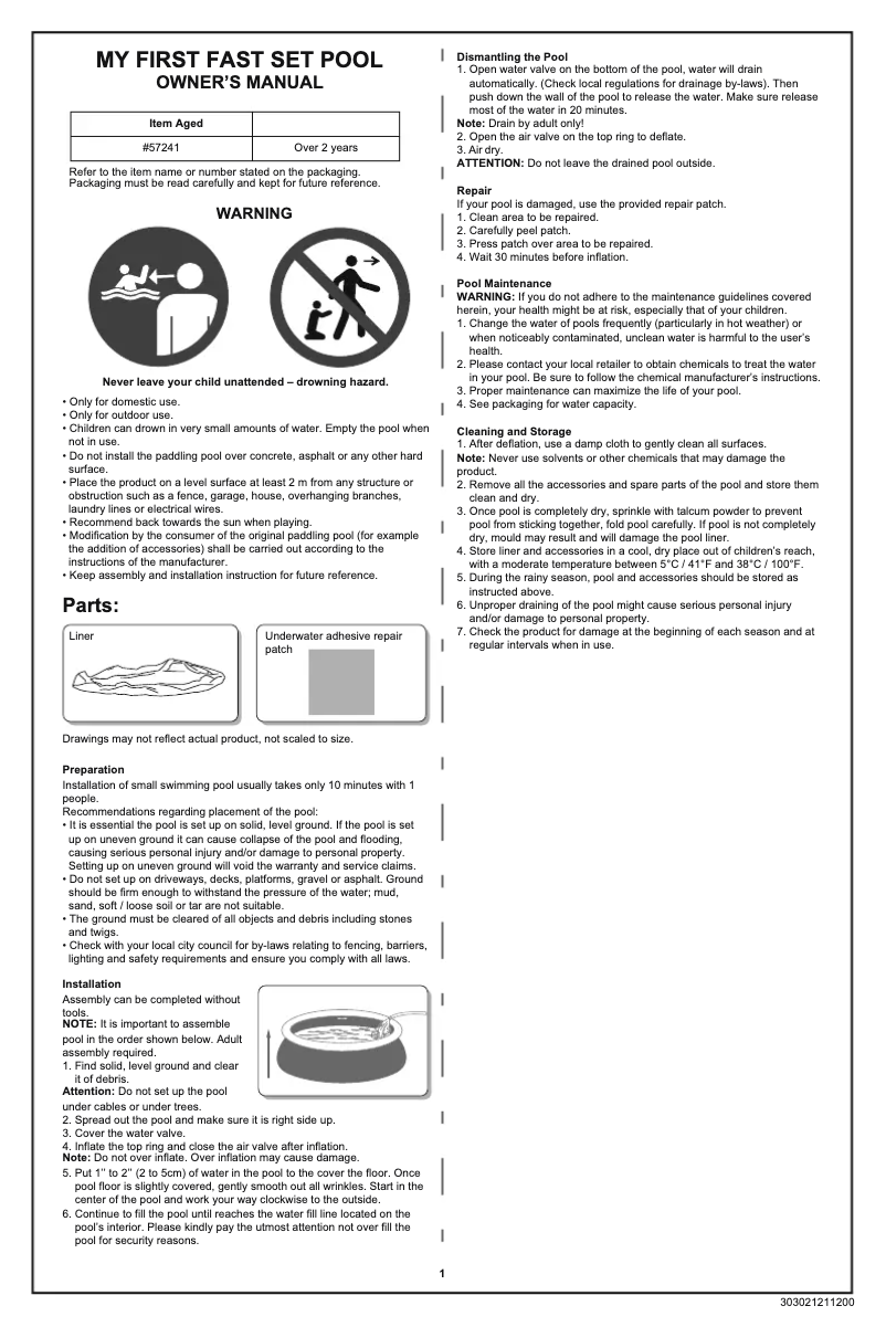 Image de la première page du manuel de l'appareil Splash & Play 57241