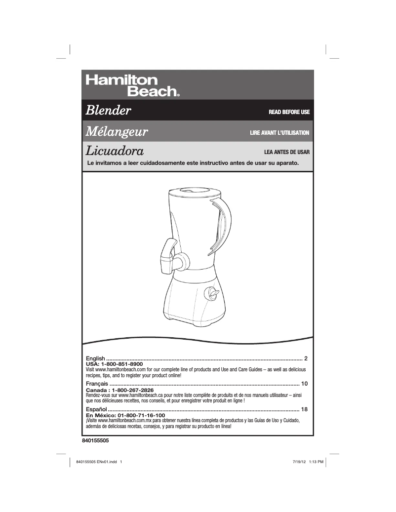 Page n°1 - Manuel utilisateur Hamilton Beach Wave Station Express 54615B