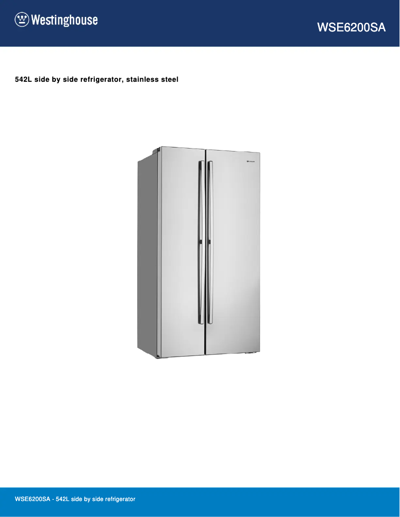 Page n°1 - Fiche technique Westinghouse WSE6200SA