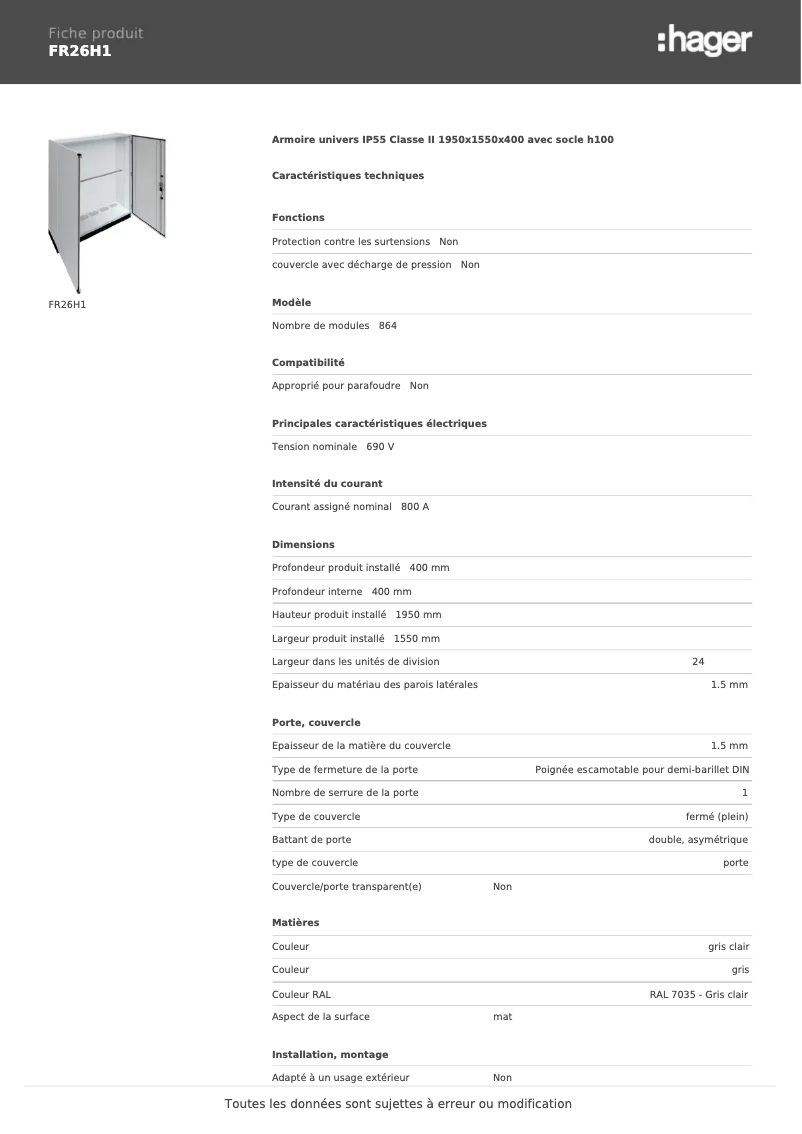 Image de la première page du manuel de l'appareil FR26H1
