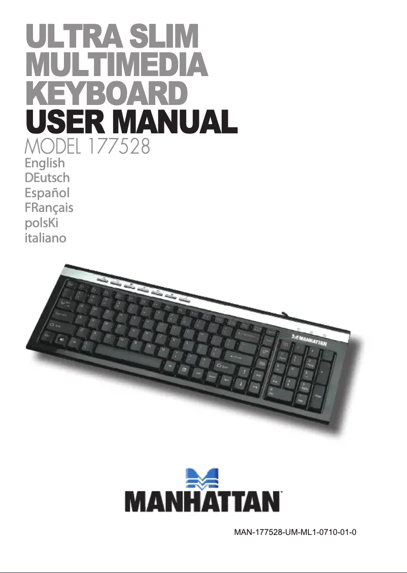 Page 1 de la notice Manuel utilisateur Manhattan Multimedia Keyboard 177528