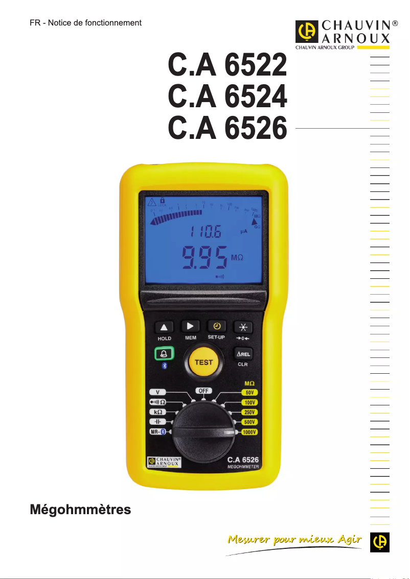 Page 1 de la notice Manuel utilisateur Chauvin Arnoux C.A 6522