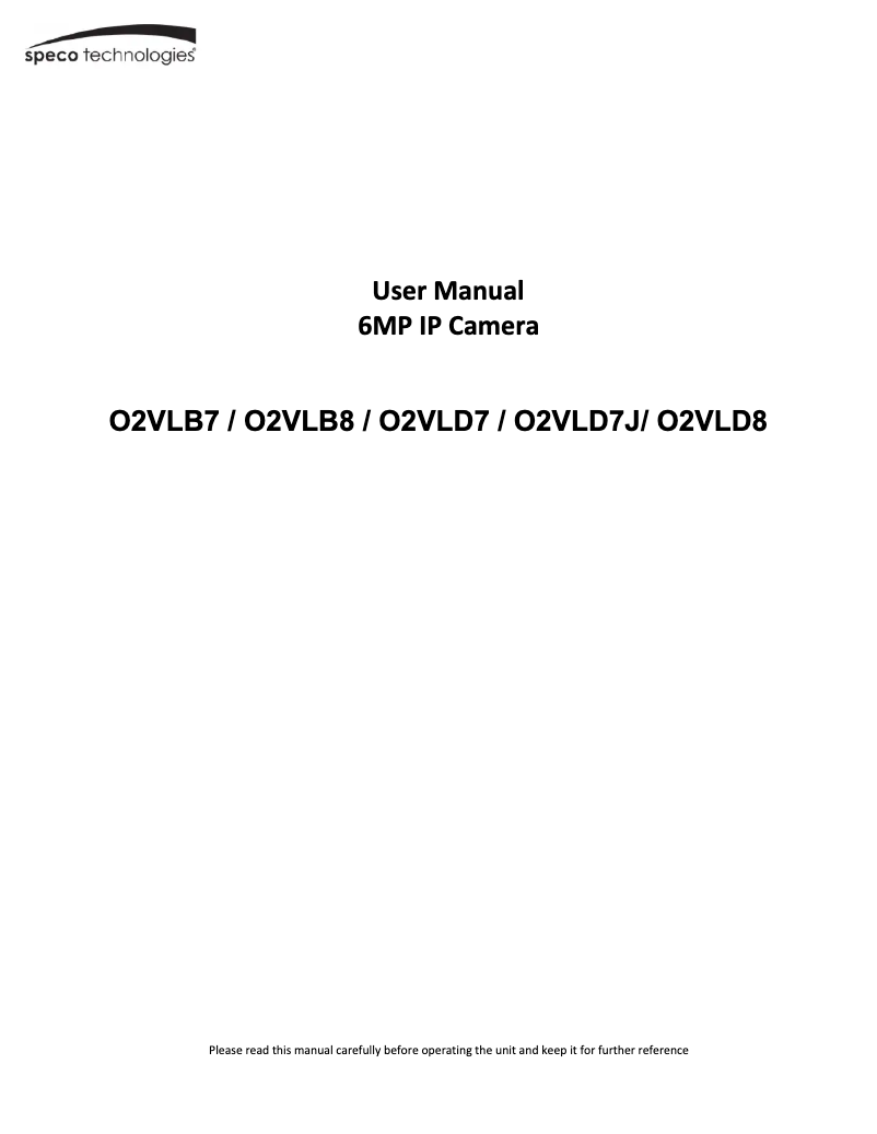 Page 1 de la notice Manuel utilisateur Speco Technologies O2VLD7J