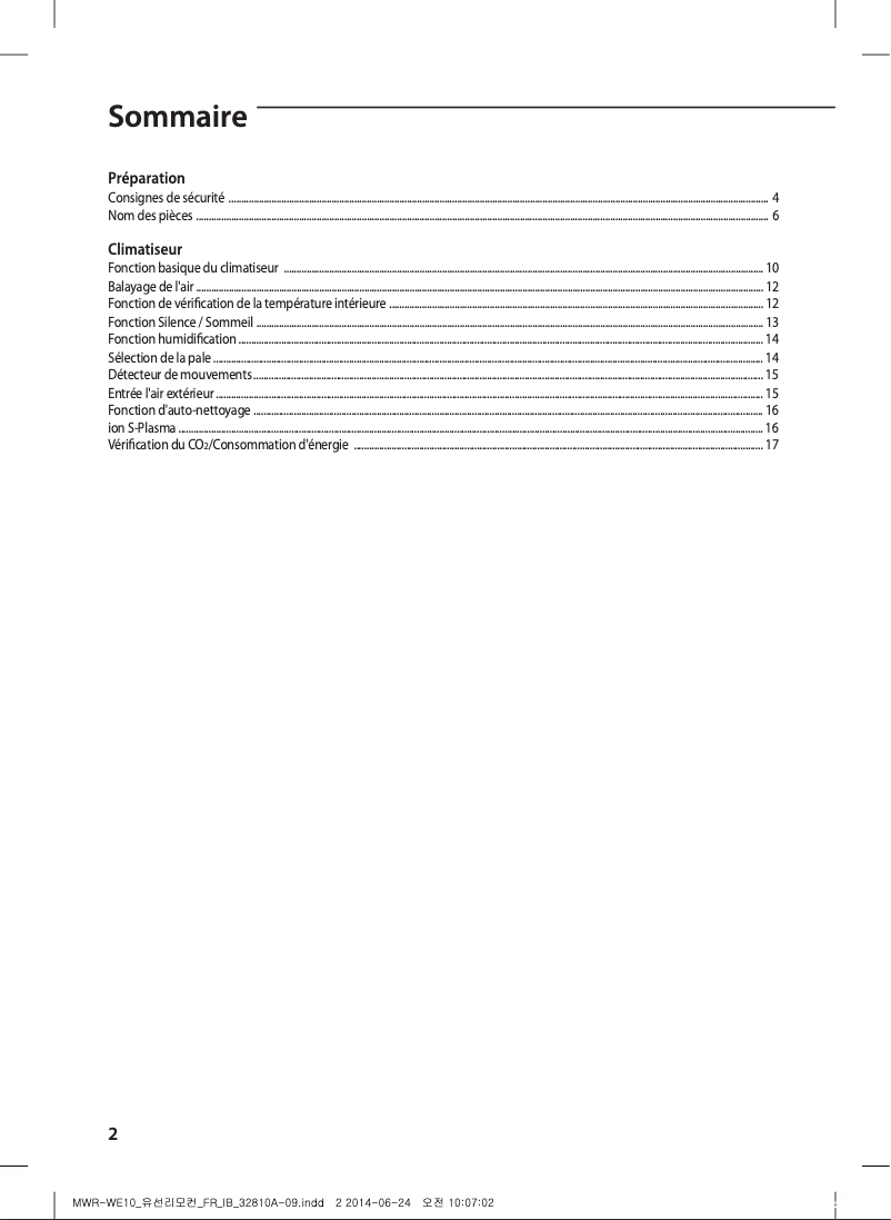 Image de la première page du manuel de l'appareil MWR-WH02