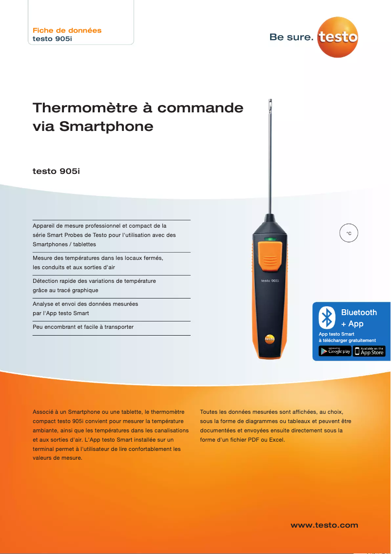 Page 1 de la notice Fiche technique Testo 905i