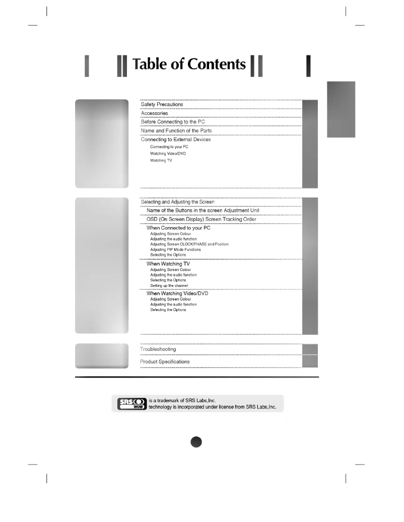 Page 1 de la notice Manuel utilisateur LG L193SA