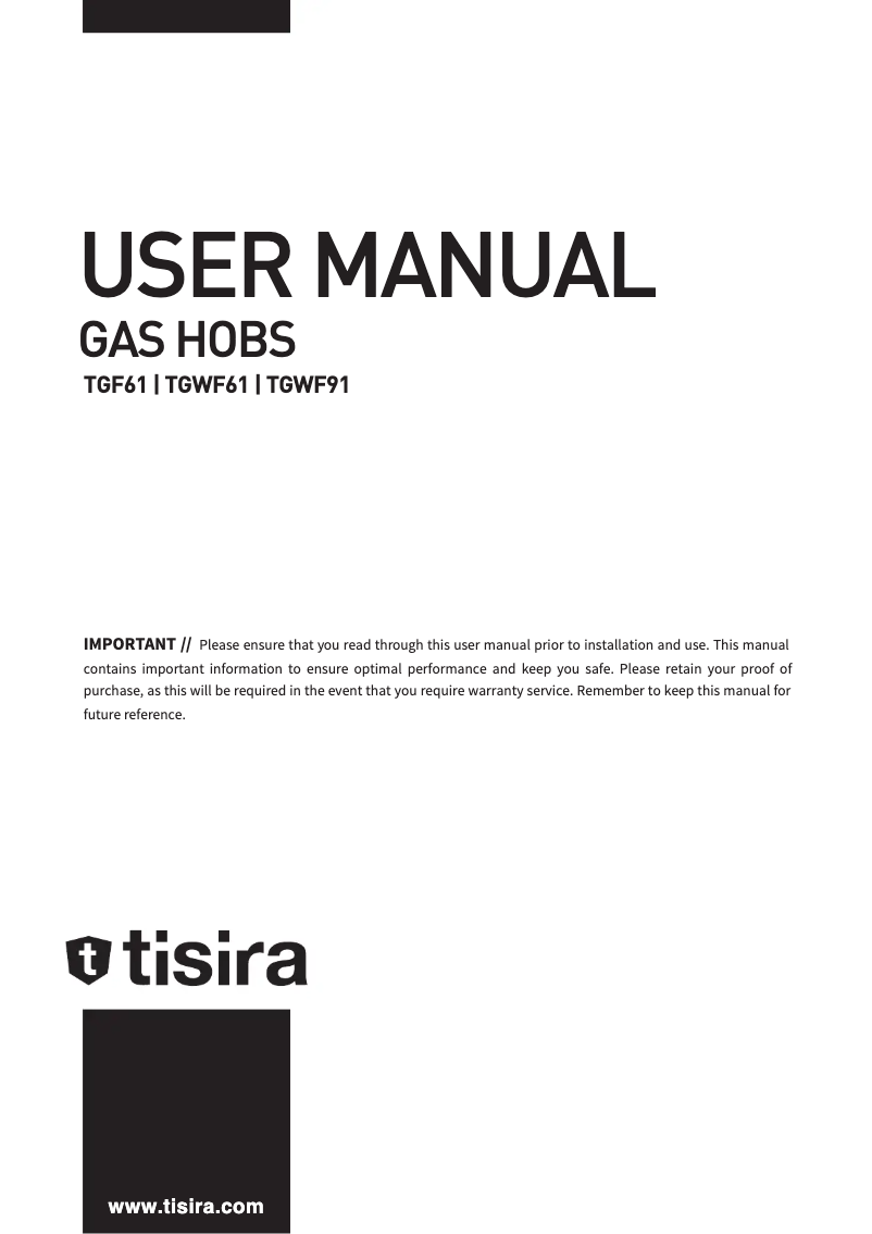 Page 1 de la notice Manuel utilisateur Tisira TGWF91