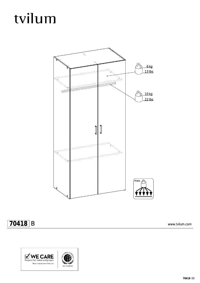 Page 1 de la notice Manuel utilisateur Tvilum 70418