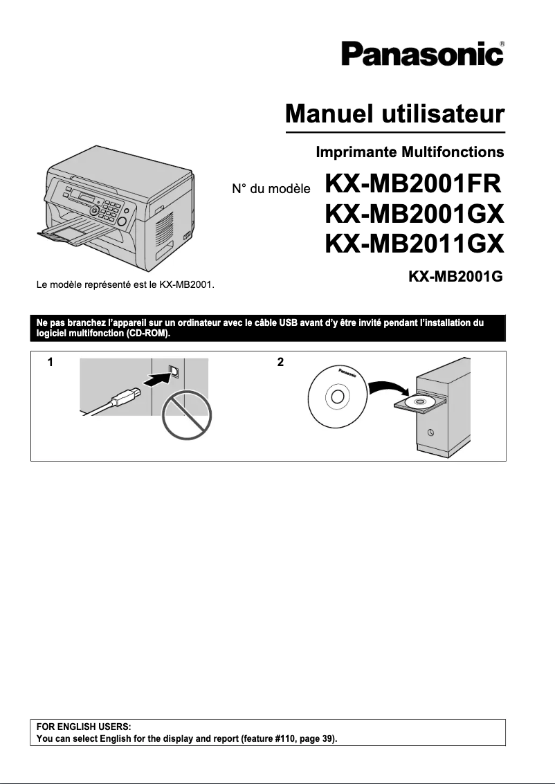 Page 1 de la notice Manuel utilisateur Panasonic KX-MB2011GX