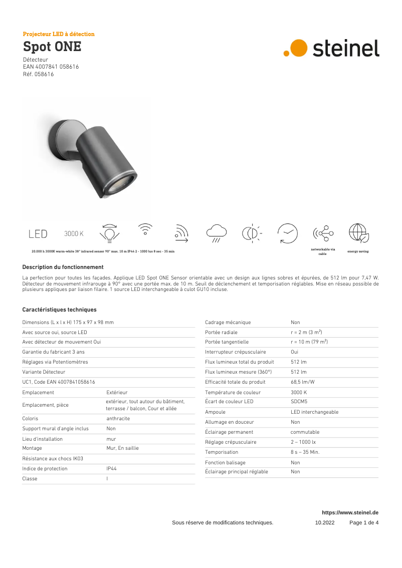 Imagen de la primera página del manual del dispositivo Spot ONE SC