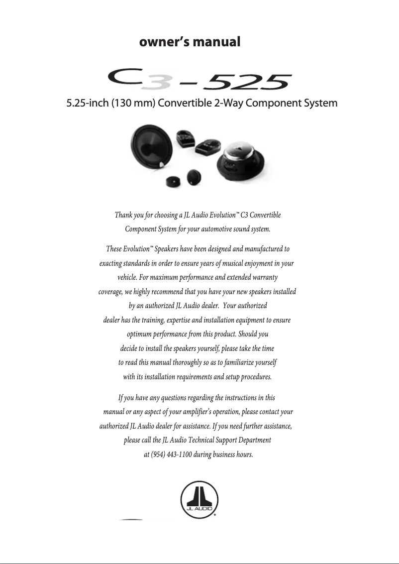 Page 1 de la notice Manuel utilisateur JL Audio C3-525