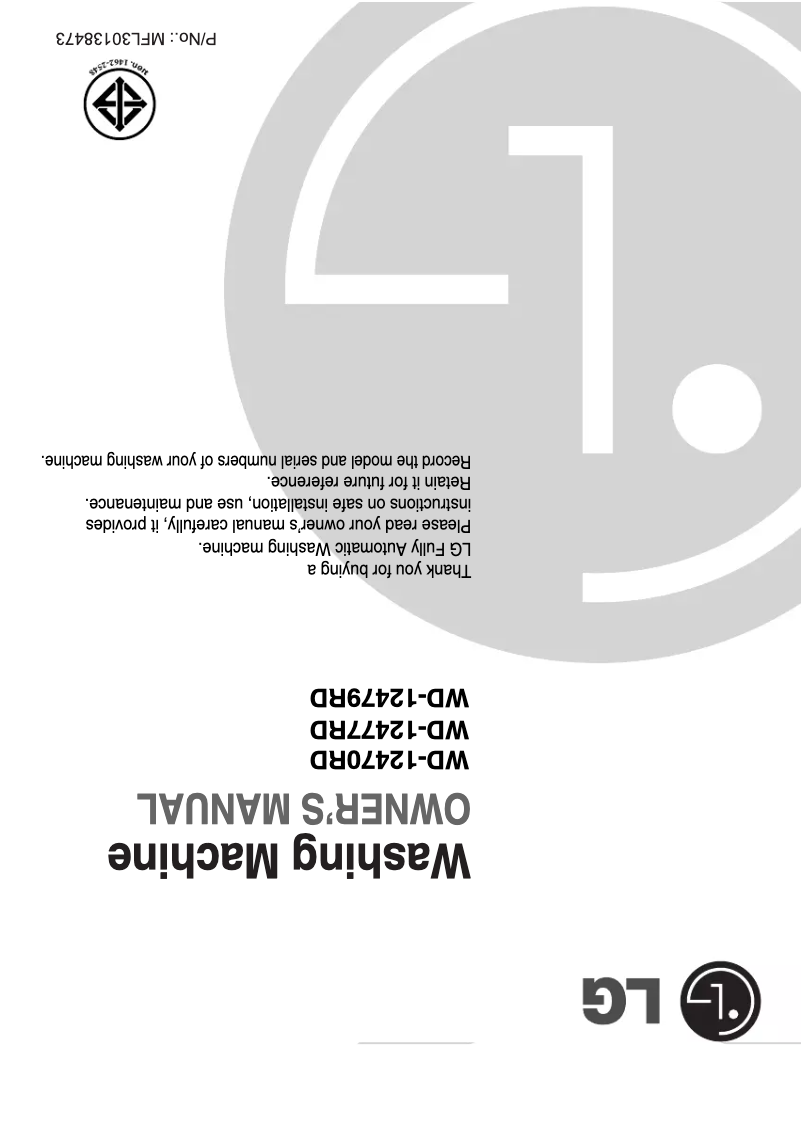 Page n°1 - Manuel utilisateur LG WD-1250ERD