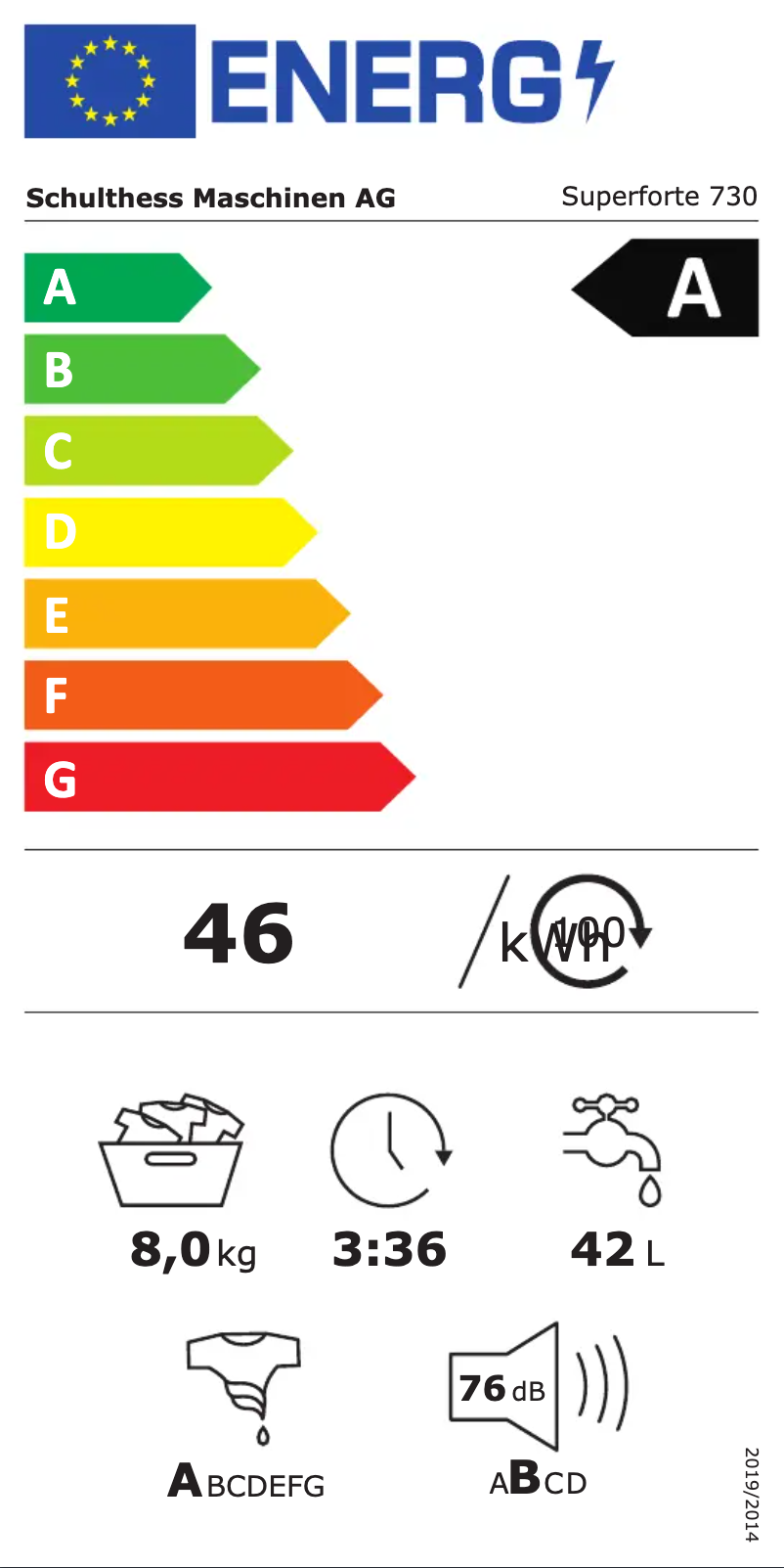 Page n°1 - Label énergétique Schulthess Superforte 730