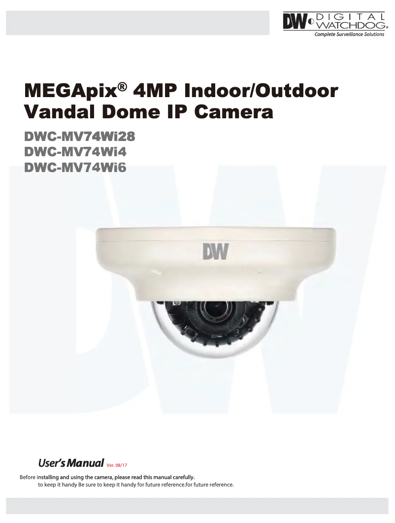 Page n°1 - Manuel utilisateur Digital Watchdog MegaPix DWC-MV74Wi28