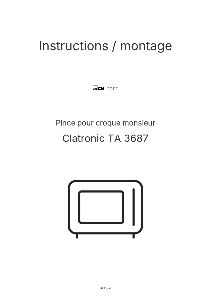 Image de la première page du manuel de l'appareil TA 3687