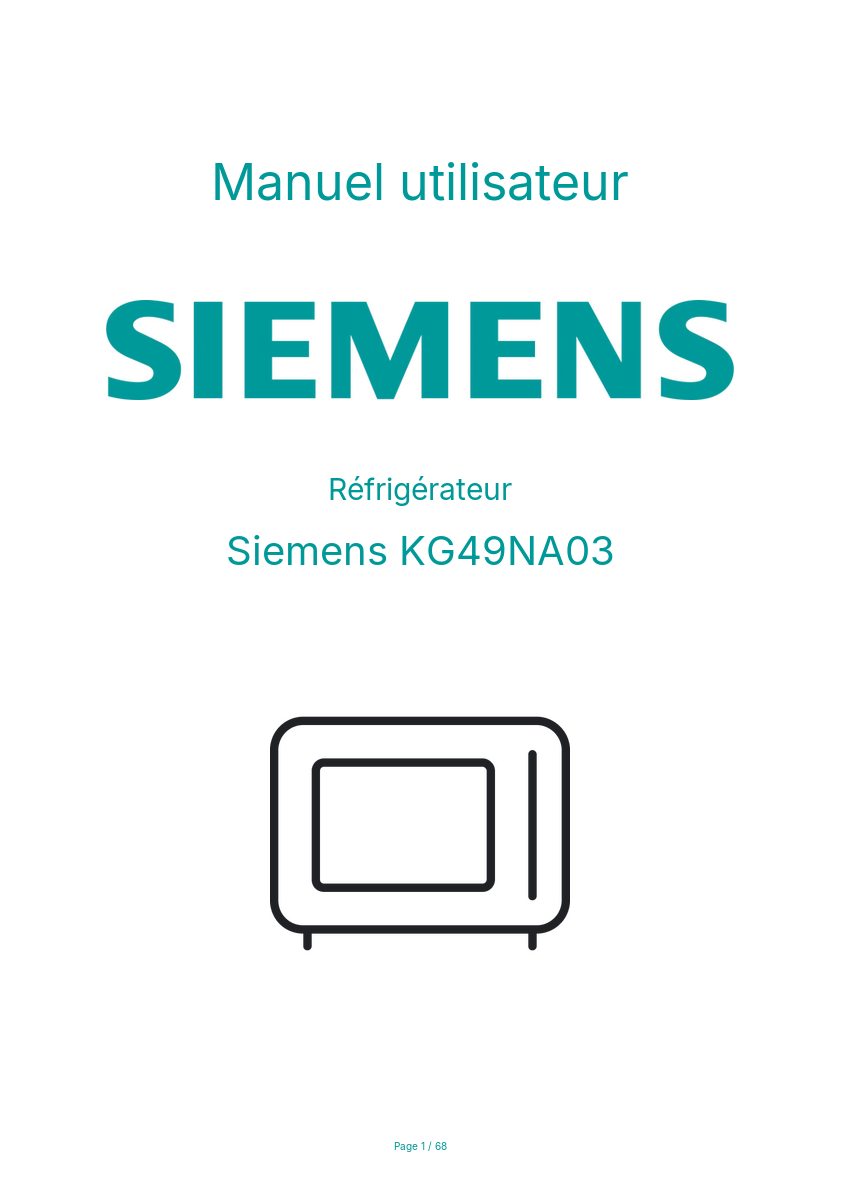 Image de la première page du manuel de l'appareil KG49NA03