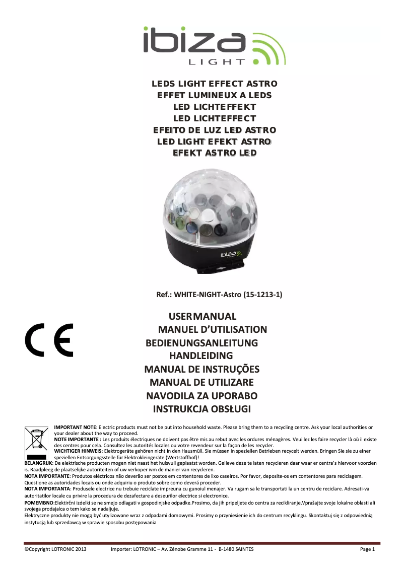 Image de la première page du manuel de l'appareil White Night