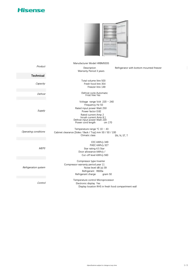 Image de la première page du manuel de l'appareil HRBM503S